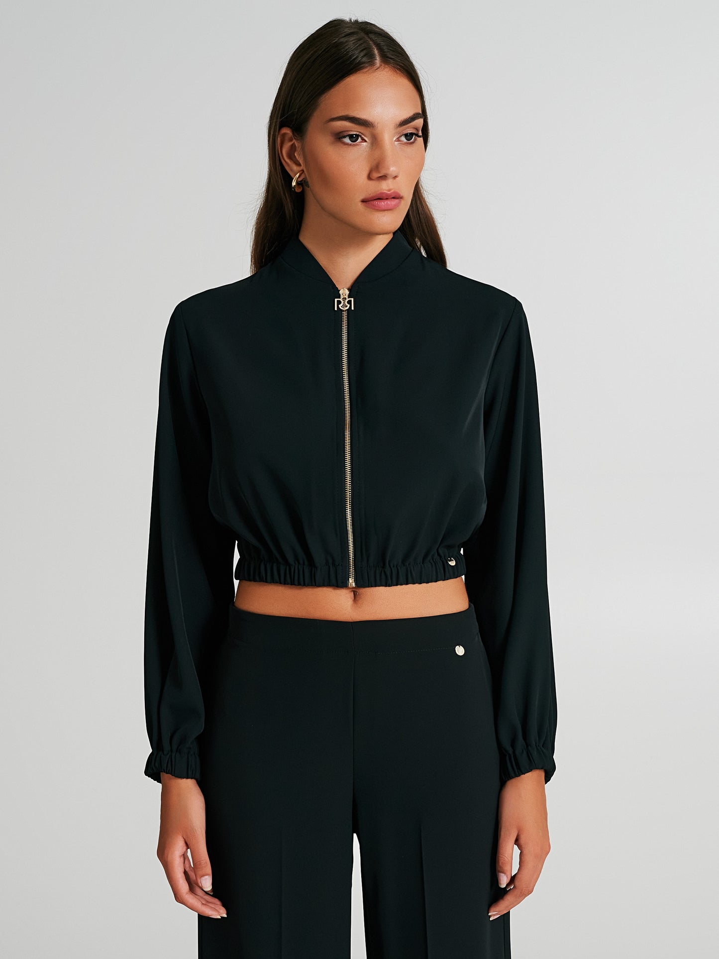 Cropped bomber jacket in technical fabric