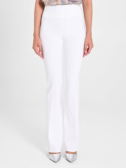 Flared Trousers in White Technical Fabric