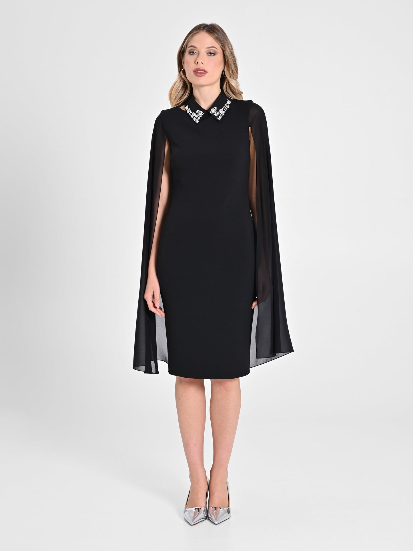 Sheath Dress with Cape and Collar