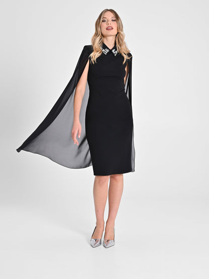 Sheath Dress with Cape and Collar